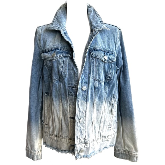 Blank NYC Distressed Ombré Denim Jean Jacket - Picture 1 of 4